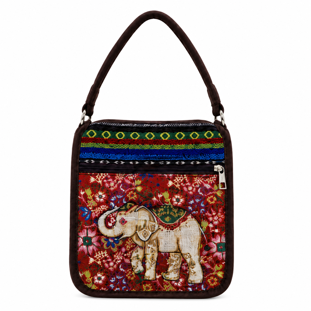 (image for) LL-182 ELEPHANT PRINT RED CANVAS BAG